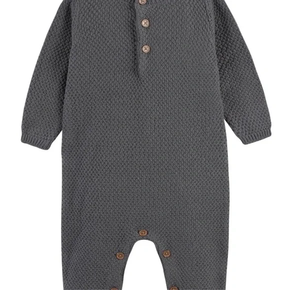 Gerber Baby Boys Charcoal gray sweater Knit Coverall, Cardigan, & Hat Set, 3-6M - Picture 2 of 15